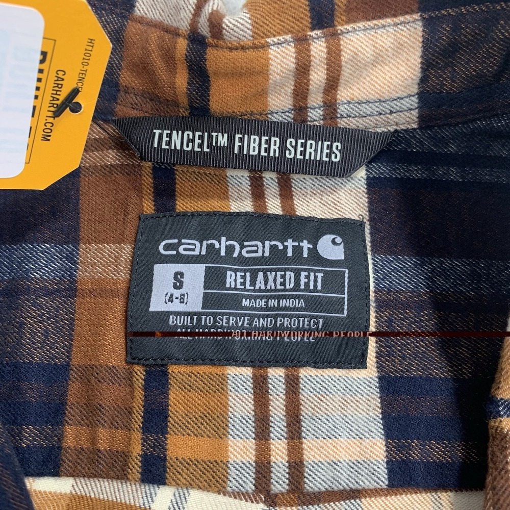 Carhartt Women's Flannel Shirt Small Relaxed Fit TENCEL Plaid NWT - Picture 4 of 6